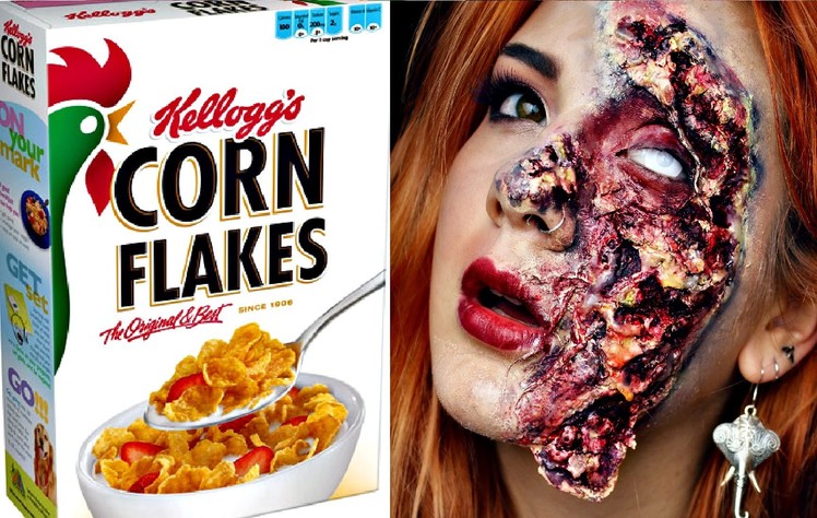 DIY: Rotten.Zombie Skin using Cornflakes (HALLOWEEN TUTORIAL)