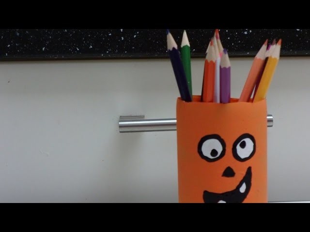 Easy Recycled Crafts for Kids: "Pumpkin" Holder for Pencils
