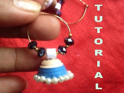 How to make paper quilling jhumkas or earring easy method design-2 - Tutorial