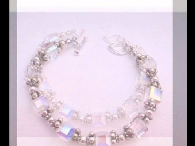 Swarovski AB Crystals Bracelets & Silver Bead Heart Toggle Clasp by FashionJewelryForEveryone.Com