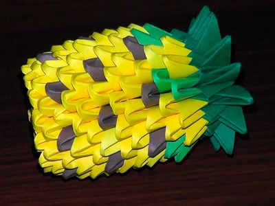 3D origami pineapple (tutorial, instructions) for beginners