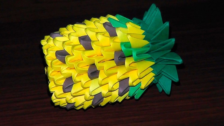 3D origami pineapple (tutorial, instructions) for beginners