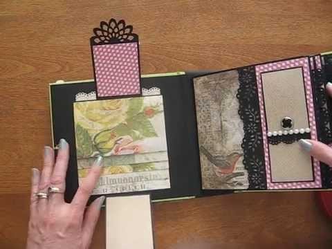 6x6 Scrapbook Mini Album with Tim Holtz Wallflower Paper Stack (Birds, bugs, wildflowers)