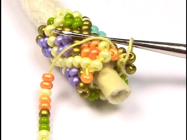 Bead crochet around a core of piping for support on large diameter tubes