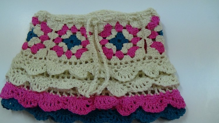 Crochet granny square skirt part-2