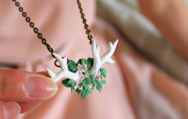 DIY: Flowery Antler Necklace Polymer Clay Tutorial