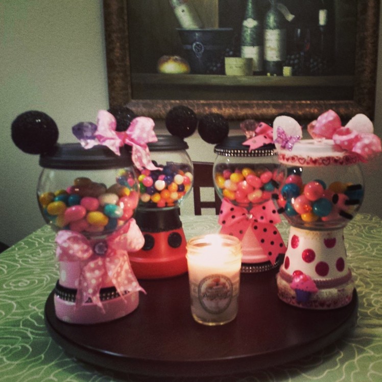 DIY Mickey and Minnie,Hello Kitty Gumball Pot's. Part One