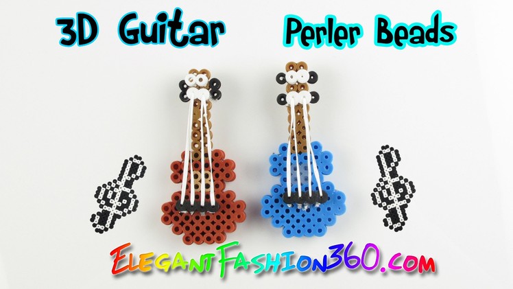 DIY Perler.Hama Beads Guitar 3D Charms - How to Tutorial