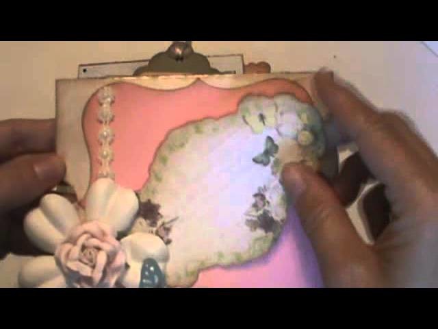 DIY Shabby chic distressed chipboard pocket mini scrapbook album envelope lbum