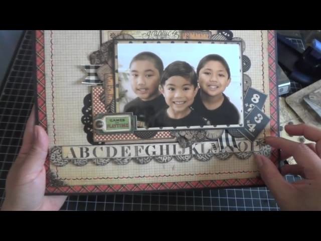 Graphic 45: 12x12 An ABC Primer "The Boys" Scrapbook Page