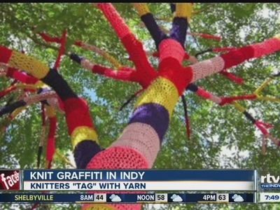 Knitting enthusiasts go rogue with yarn-bomb graffiti in Indianapolis