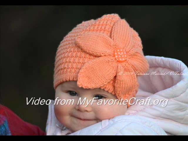 Peach Flower Hat - Knit Hat Pattern - Presentation