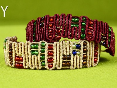 Snaky ZigZag Lines with Beads - Egyptian Bracelet Tutorial