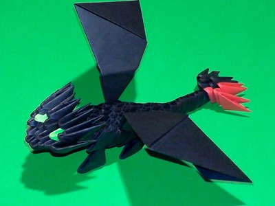 3D origami a small Night Fury (Toothless) tutorial for beginners
