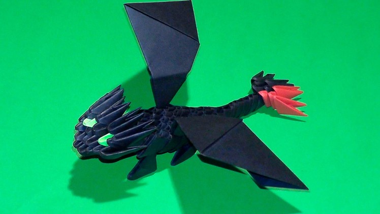 3D origami a small Night Fury (Toothless) tutorial for beginners