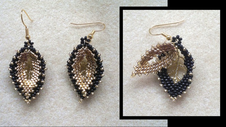 Beading4perfectionists : Russian double leaf earrings beading tutorial (picture version)