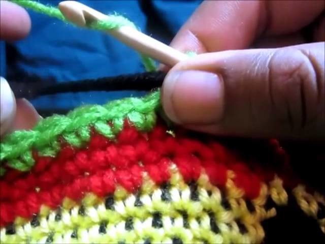 Crochet Red Gold Green Part 3: Finish Of Hat