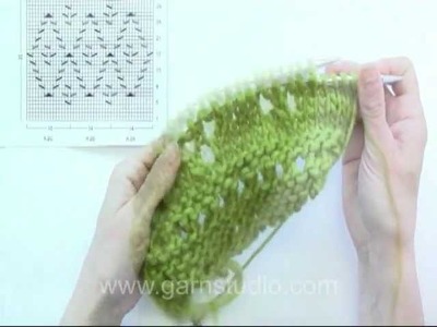 DROPS Knitting Tutorial: How to knit lace pattern in 145-18 Chart A.2 and A.3