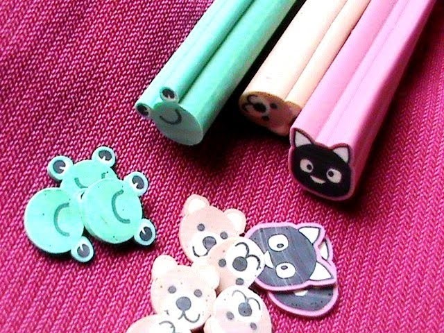 How To Cut Fimo Canes collection - Easy fimo canes nail art tutorial- fimo clay DIY fimo flower