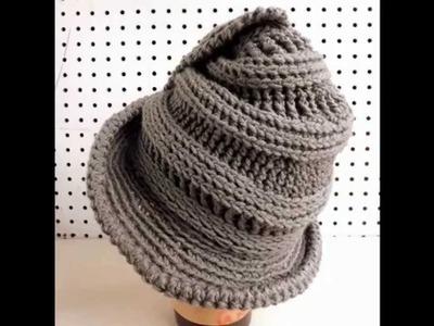 VIRGINIA Unique Crochet Wide Brim Hat, Cloche Hat, Steampunk Hat, Gray Hat