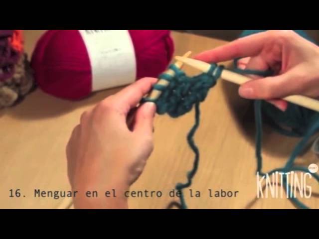 16. How to decrease a stitch in the middle of the row. Learn to knit with Knitting Point.