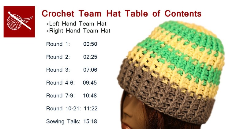 Crochet Team Hat - Table of Contents