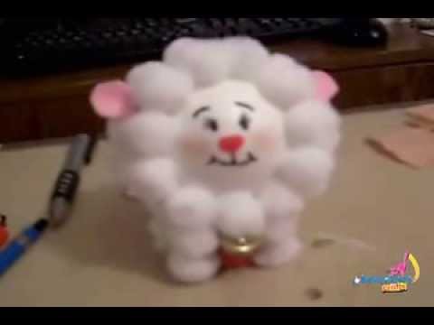 DIY How to make a sheep with pompoms,Christmas ornament