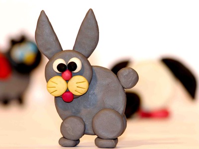 Diy kids craft. Clay craft ideas. Plasticine Hare.