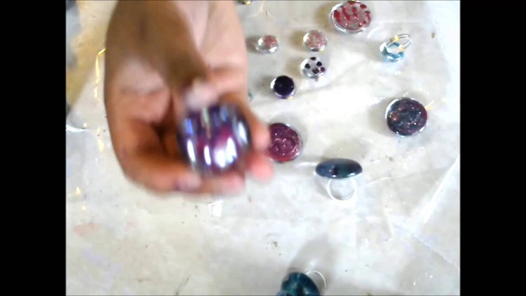 DIY Nail Polish Gem Rings. Recycle Nail Polish Jewelry Craft Tutorial.