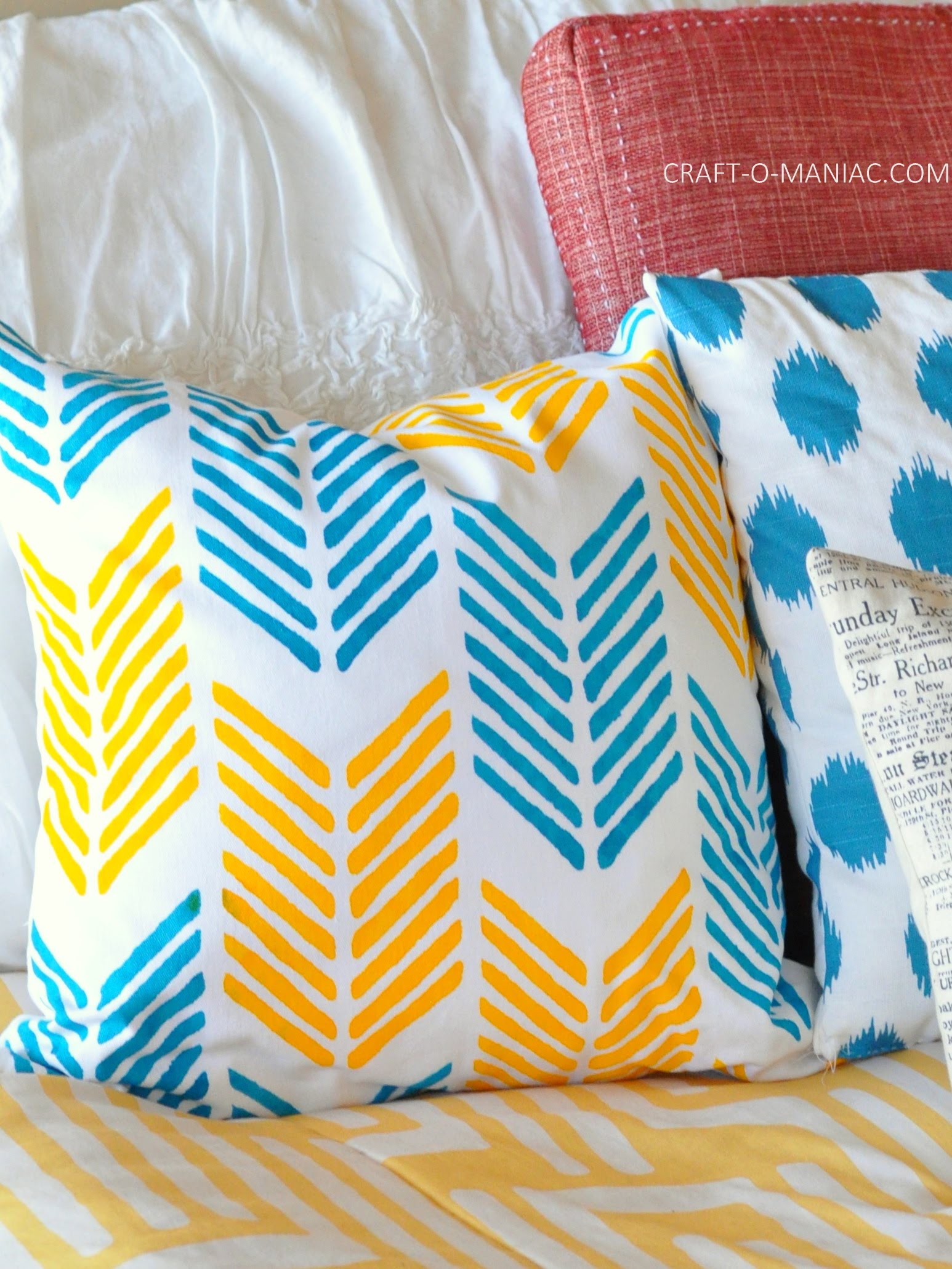 DIY Stenciled Pillow with Paint A Pillow