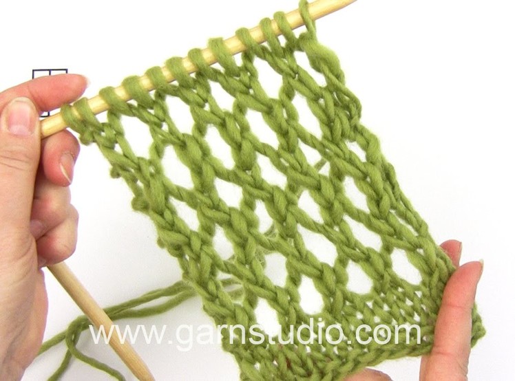 DROPS Knitting Tutorial: How to work an easy lace pattern used in DROPS 159-3