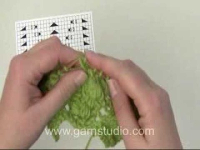 DROPS Knitting Tutorial: How to knit bobbles and lace pattern worked from a chart