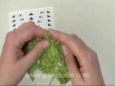 DROPS Knitting Tutorial: How to knit bobbles and lace pattern worked from a chart