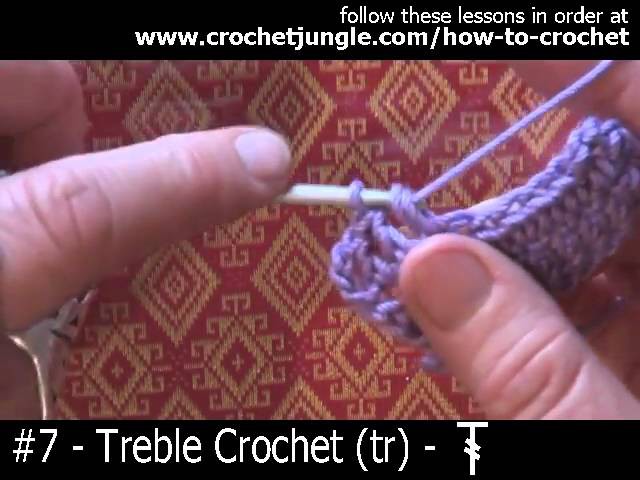 How to do a treble crochet stitch (tr) - tutorial #7 LEFT HANDED