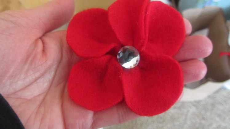 How to Make a Felt Flower with Bling Center Embellishment Craft Tutorial