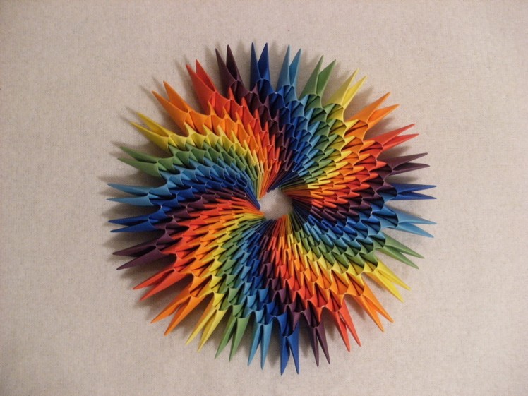 3D origami - ROUND RAINBOW DECORATION - how to make instruction