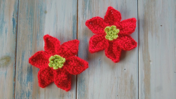 (crochet) How To Crochet a Mini Poinsettia - Yarn Scrap Friday