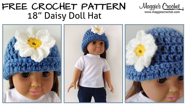 Daisy Hat for an 18" Doll Free Crochet Pattern - Right Handed