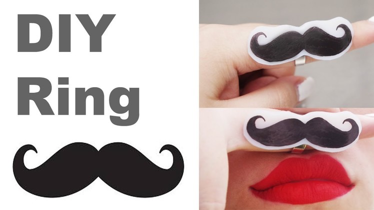 DIY Cute { Mustache Ring}  Tutorial. with Shrink plastic  Tutorial