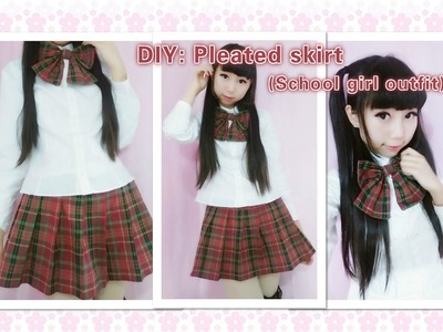 DIY - How to make cute school girl outfit - pleated skirt(side pleats)