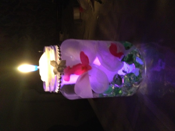 Glowing Center piece mason jar with floating candle centro de mesa luminoso vela flotante
