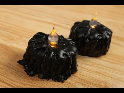 Halloween Decorations  DIY - Dripping black melted candles