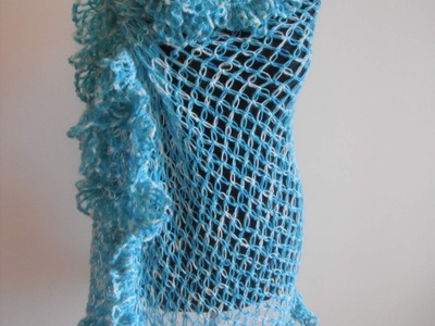How to crochet elegant ruffle rectangle shawl free pattern video tutorial by marifu6a