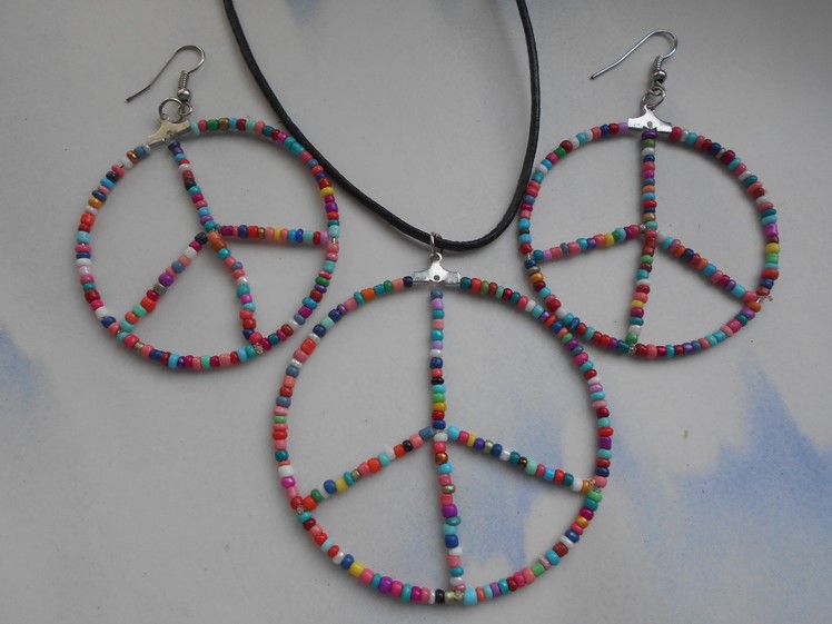 Tutorial on How to Make a Beaded Peace Sign Pendant, Necklace or Earrings