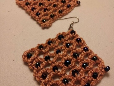 Crochet Tutorial - How To- Crochet Square Beaded Earrings