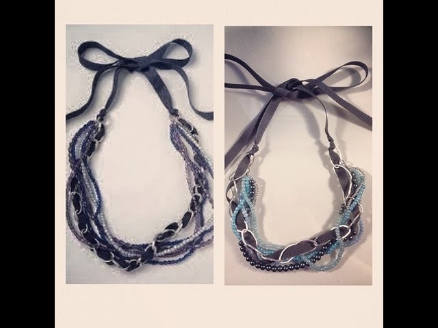 DIY: Bead, Chain & Ribbon Necklace ♡ Theeasydiy #FashionDIY