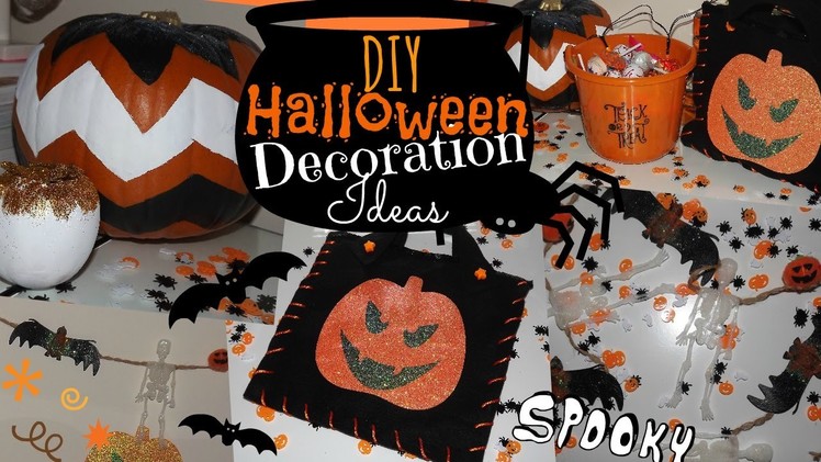 DIY Halloween Decoration Ideas! - Chevron Pumpkin, Spooky Garland & Trick or Treat Bag