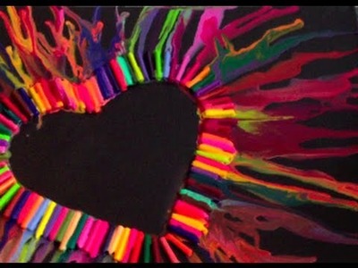 DIY: Melted Crayon Heart Art  ♡ Theeasydiy #ArtForTheNonArtist