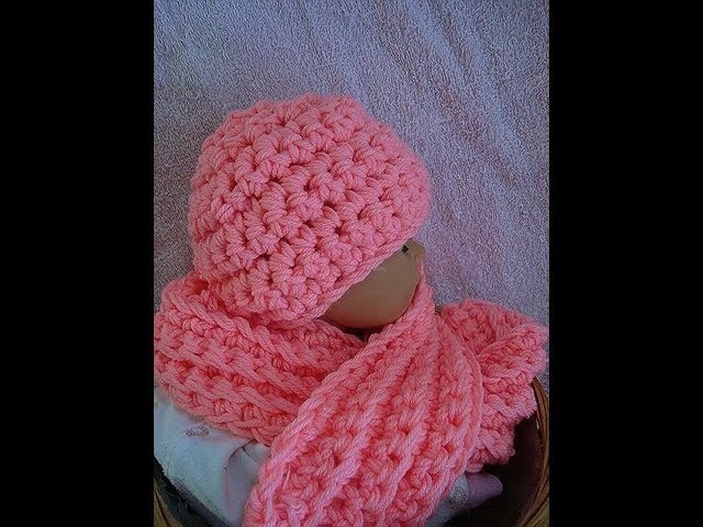 How to crochet a hat and scarf set from Sweet Potato Patterns, youtube video, baby