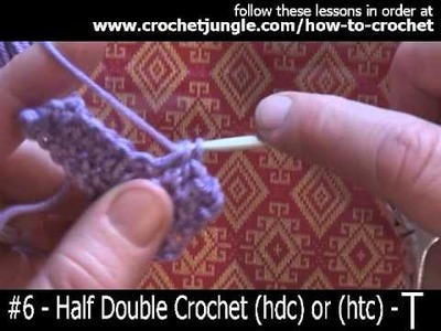 How to do a half double crochet stitch (hdc) - tutorial #6